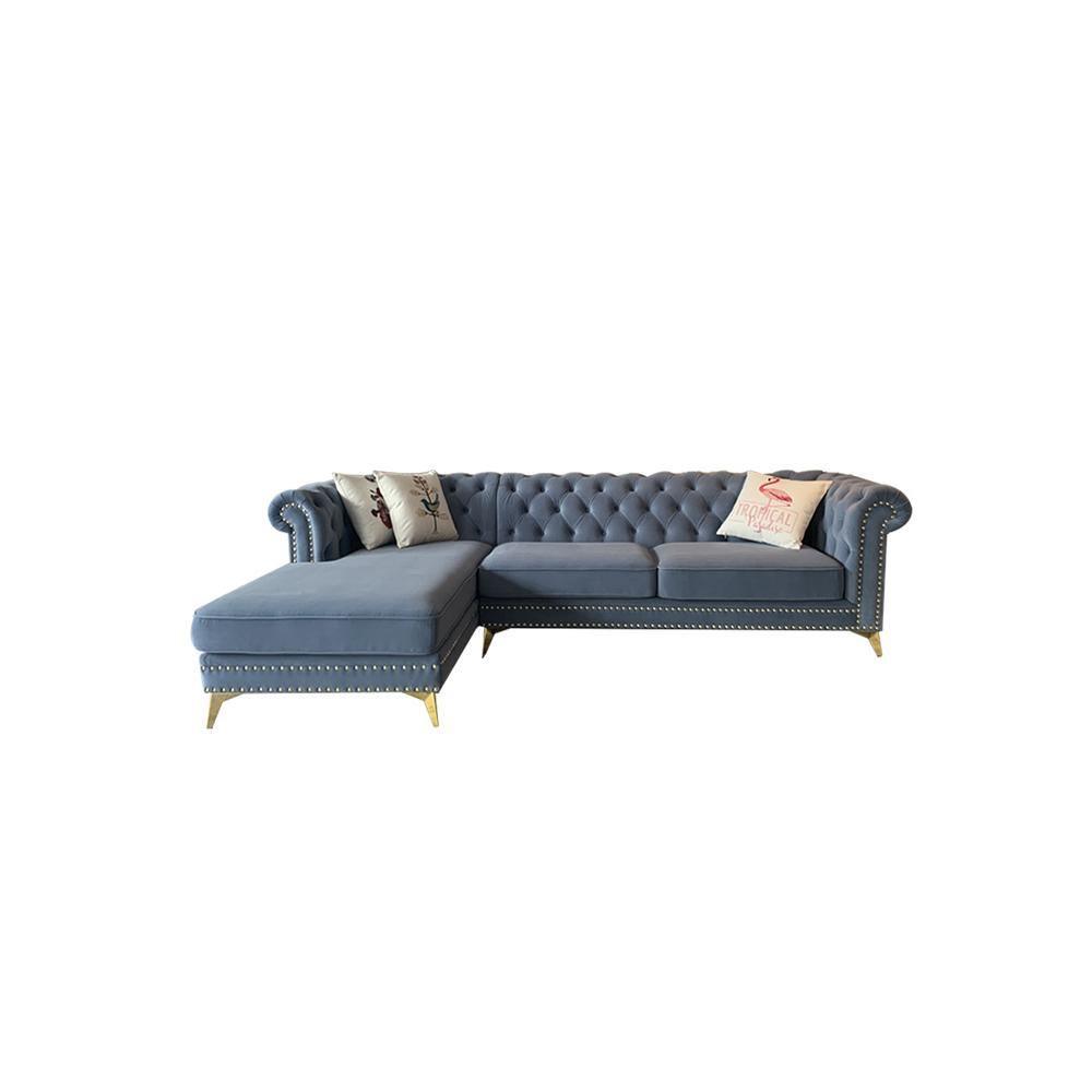 Glamour Three Seater Corner Sofa, Velvet- | Get A Free Side Table Today