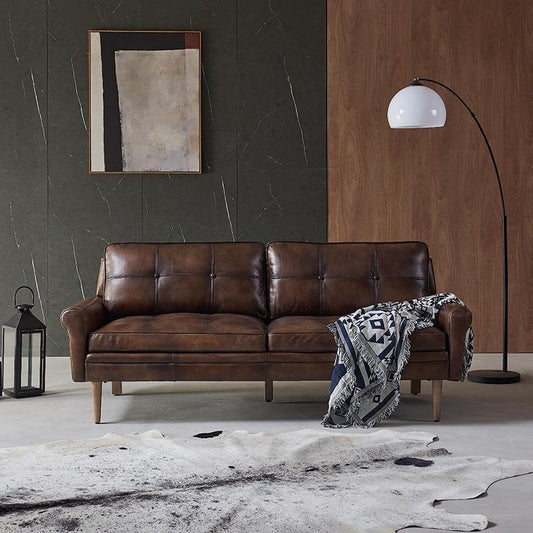 Hemenway Two Seater Sofa, Full Grain Leather- | Get A Free Side Table Today