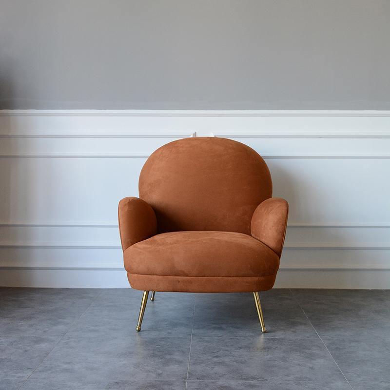 Juno Armchair, Brown Velvet- | Get A Free Side Table Today