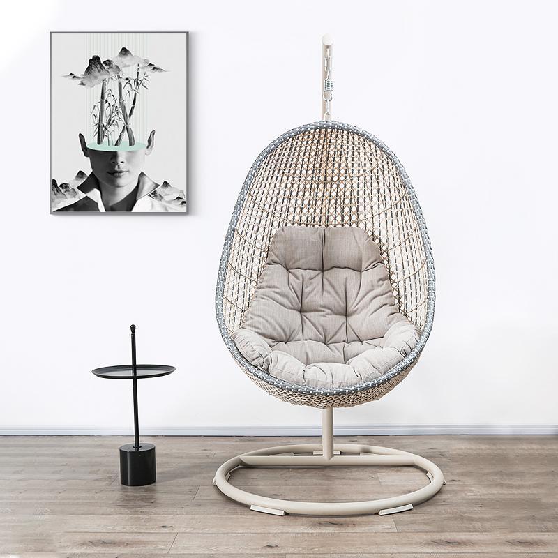 Sutton Garden Rattan Hanging Egg Chair with Stand, Indoor/ Outdoor Furniture- | Get A Free Side Table Today