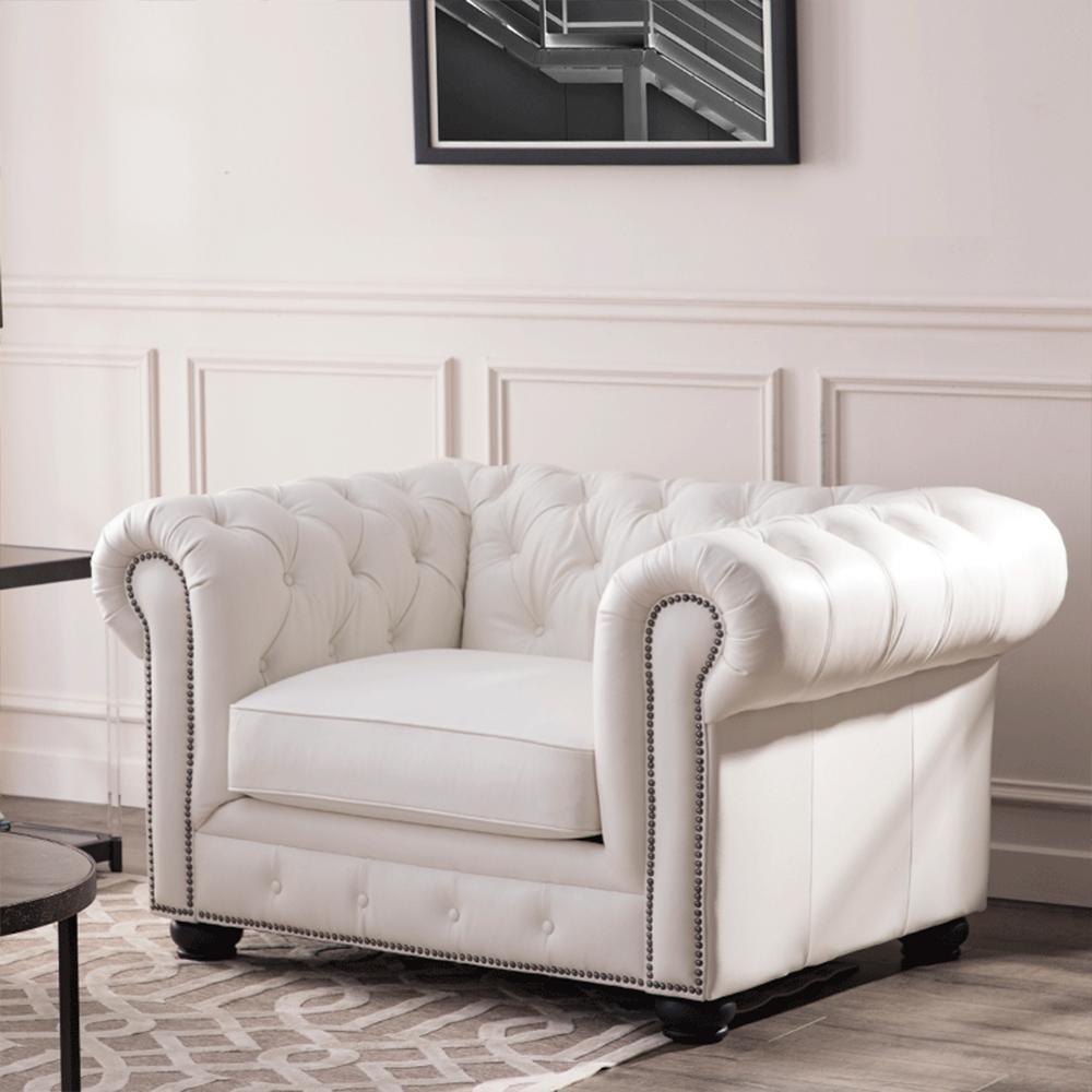 White leather chesterfield deals chair