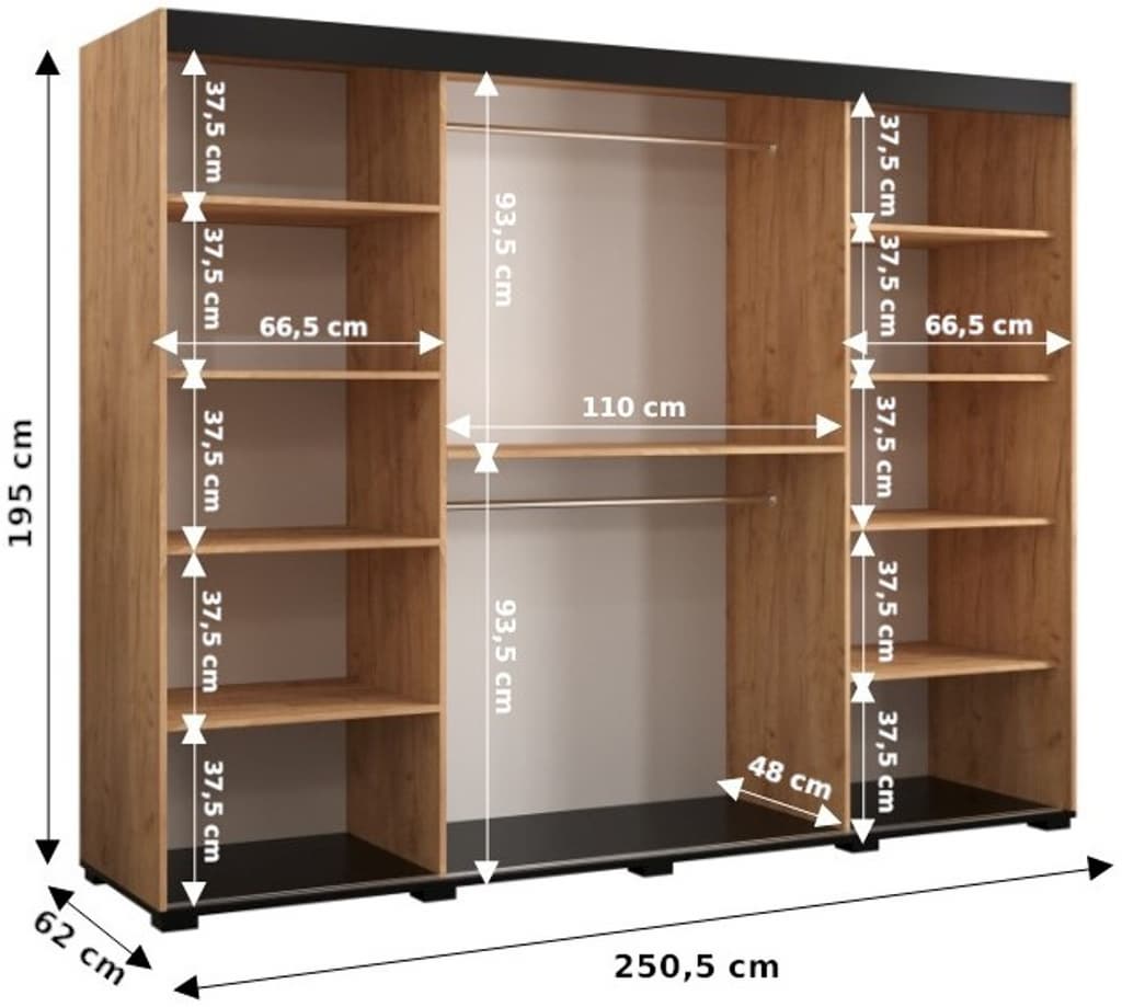 Bergamo V2 Sliding Door Wardrobe 250cm