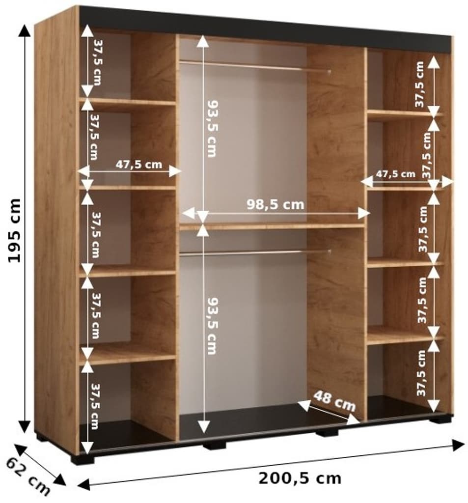 Bergamo T2 Sliding Door Wardrobe 200cm