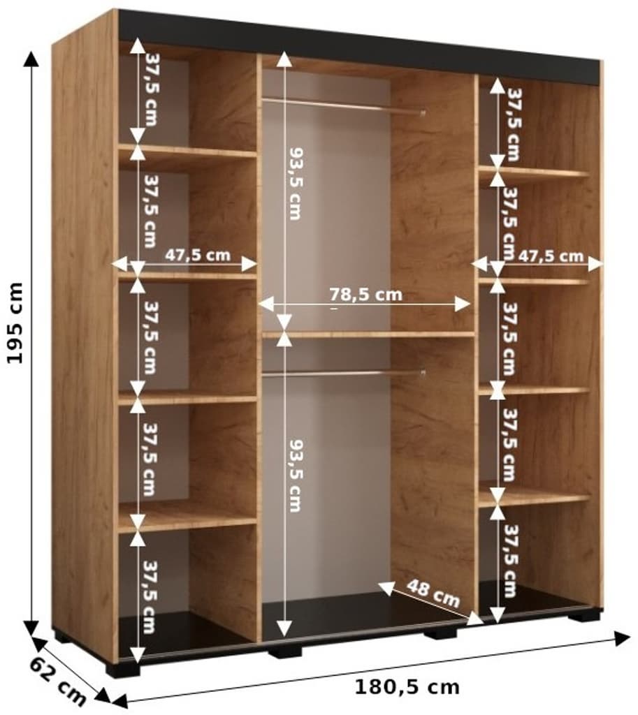 Bergamo T1 Sliding Door Wardrobe 180cm